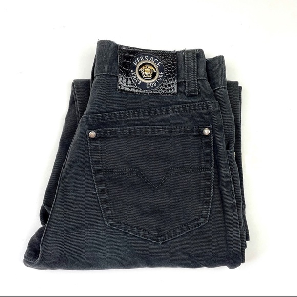 Versace Vintage Black Denim High Waist Jeans - Picture 2 of 4